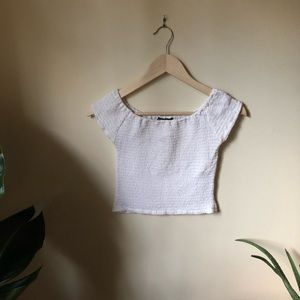 smocked off the shoulder top